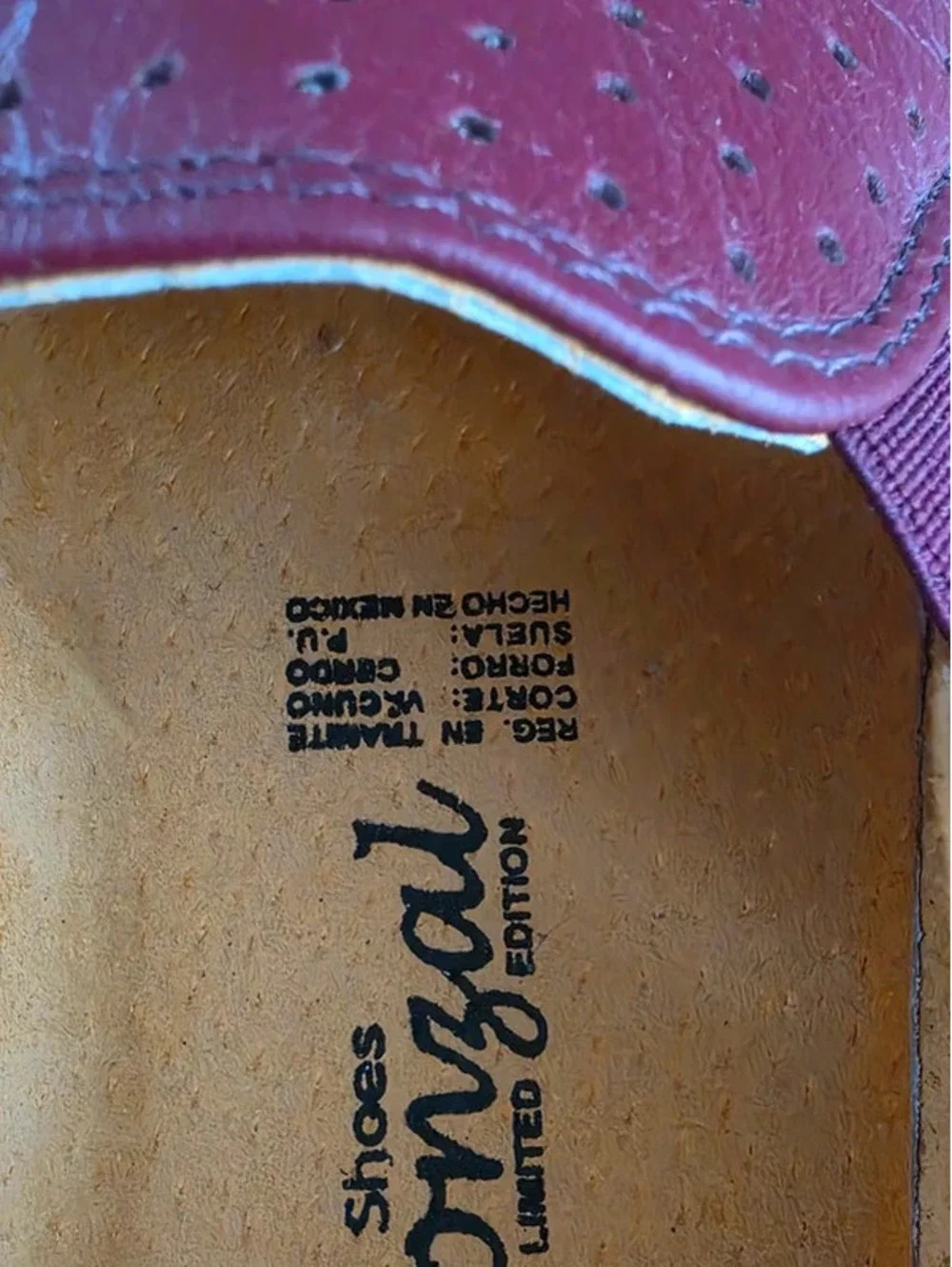 Monzal Leather Slip-On Shoes Burgundy 7 USA